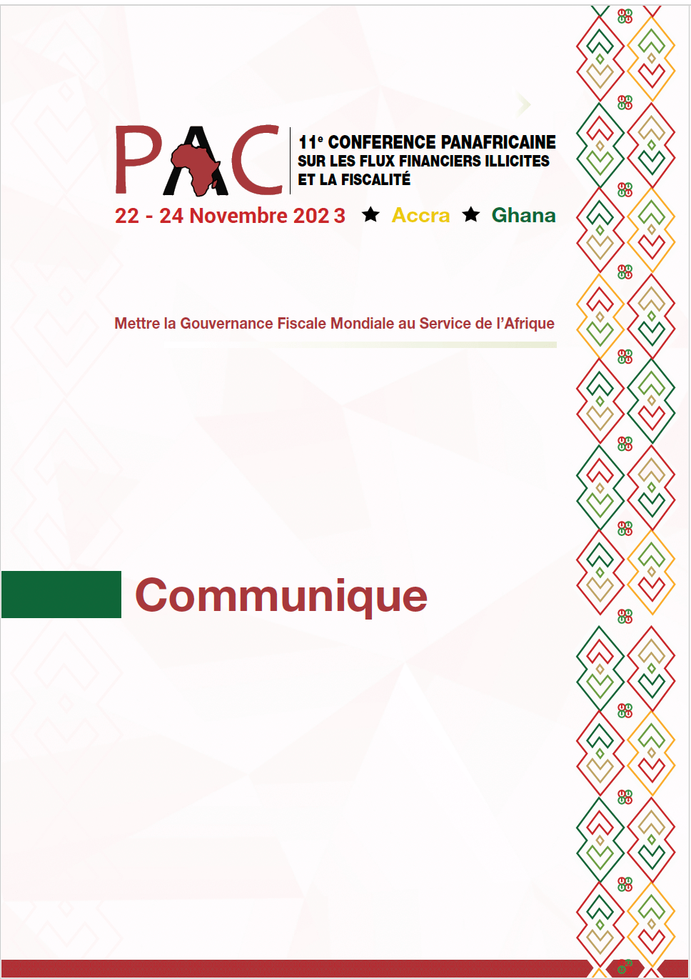 COMMUNIQUÉ DU PAC 2023